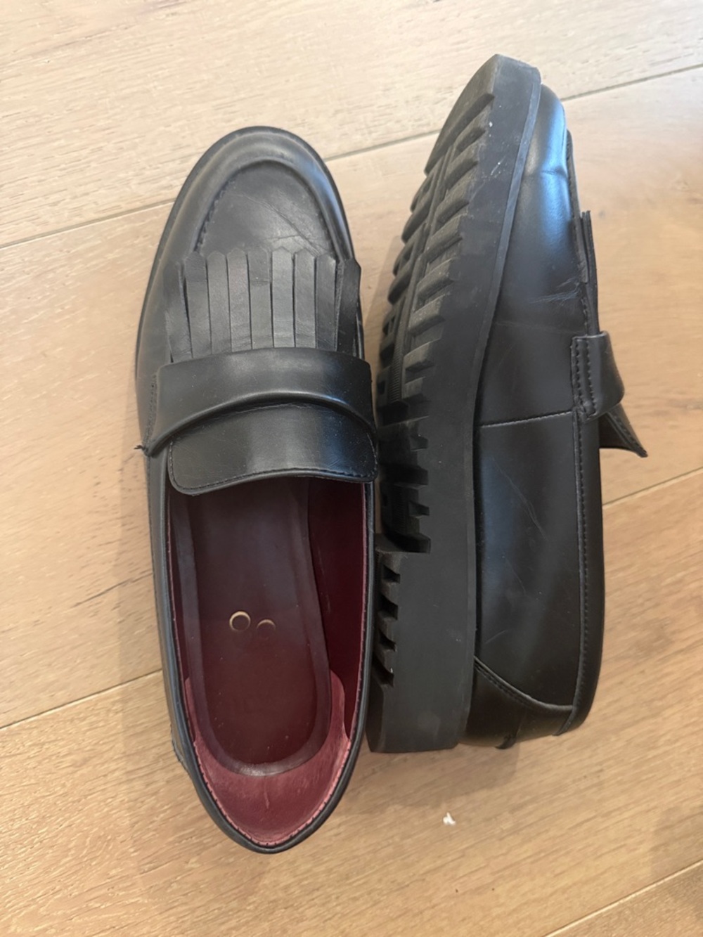 Franco Sarto Black Kiltie Penny Loafers